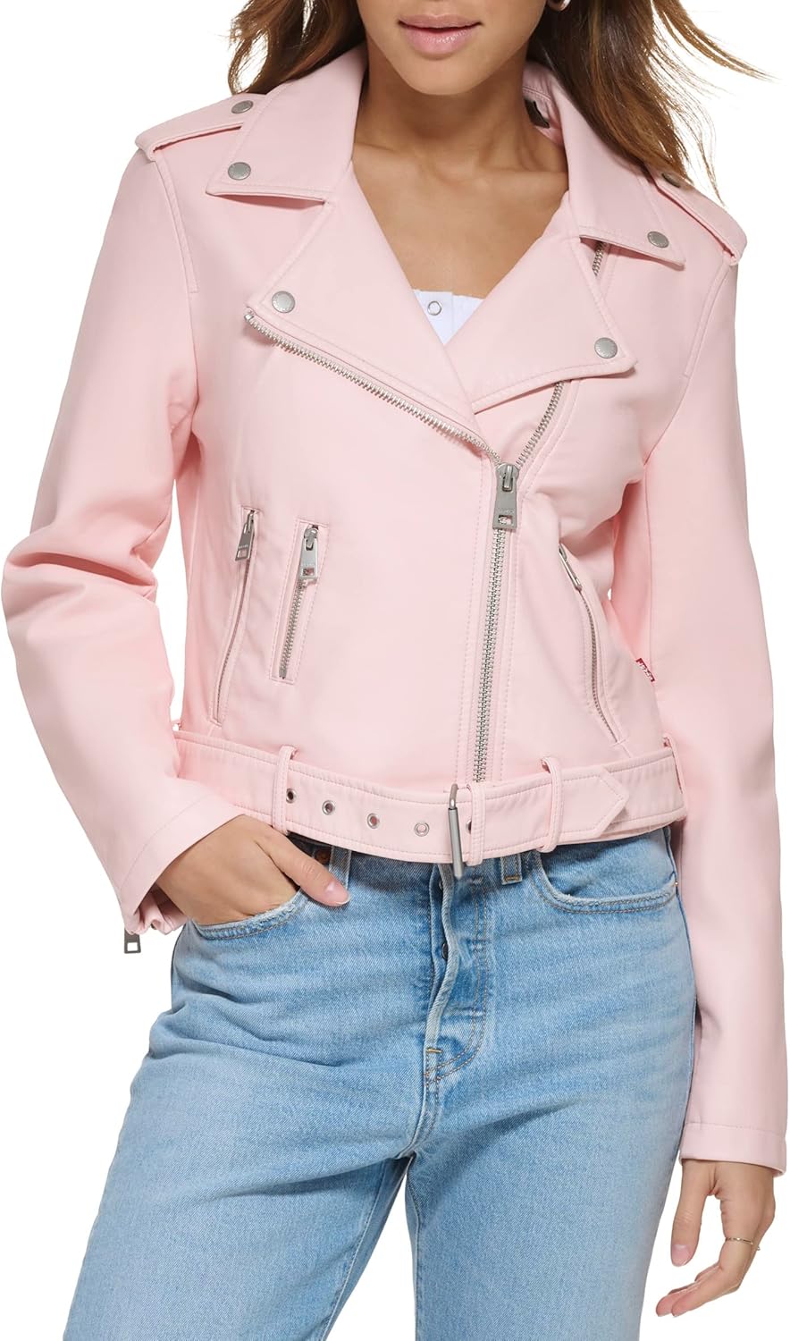 Levi's Women's Faux Leather Belted Motorcycle Jacket (Standard & Plus Sizes)
