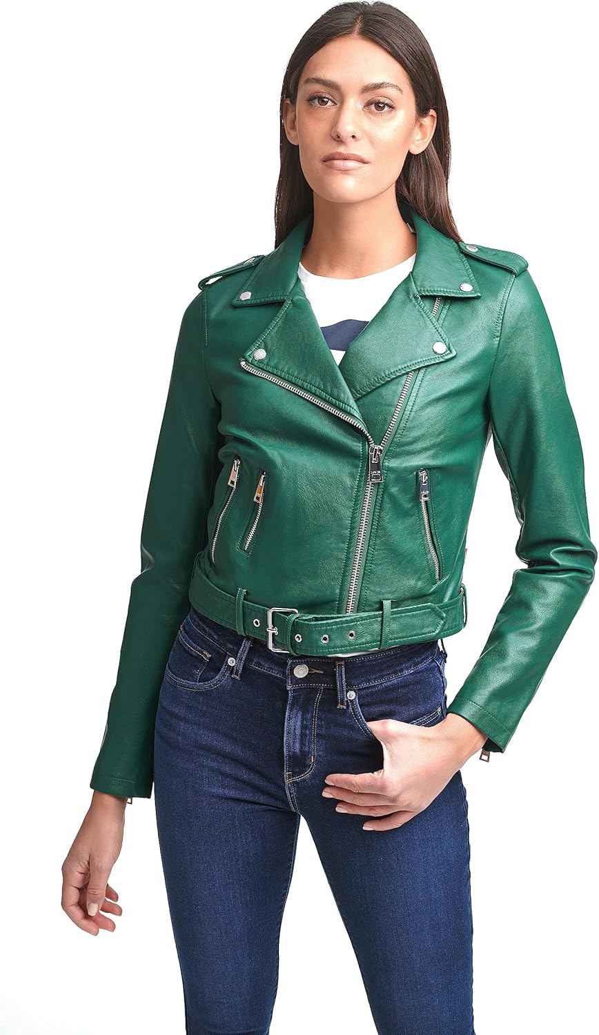 Levi's Women's Faux Leather Belted Motorcycle Jacket (Standard & Plus Sizes)