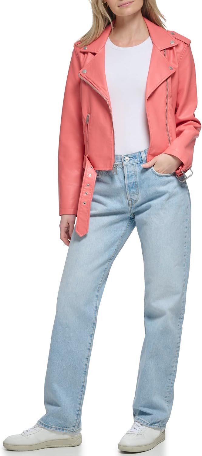 Levi's Women's Faux Leather Belted Motorcycle Jacket (Standard & Plus Sizes)