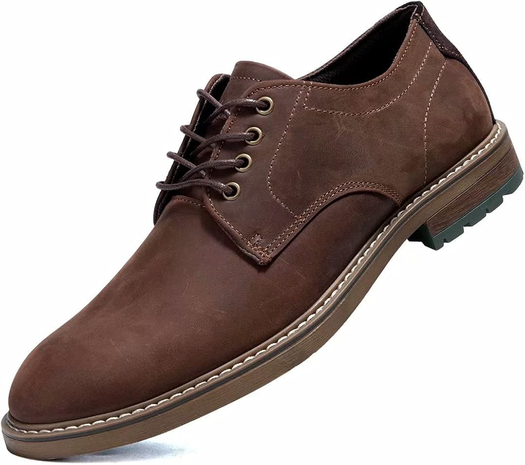 Men's Oxford, Plain Toe Genuine Leather Dress Shoes