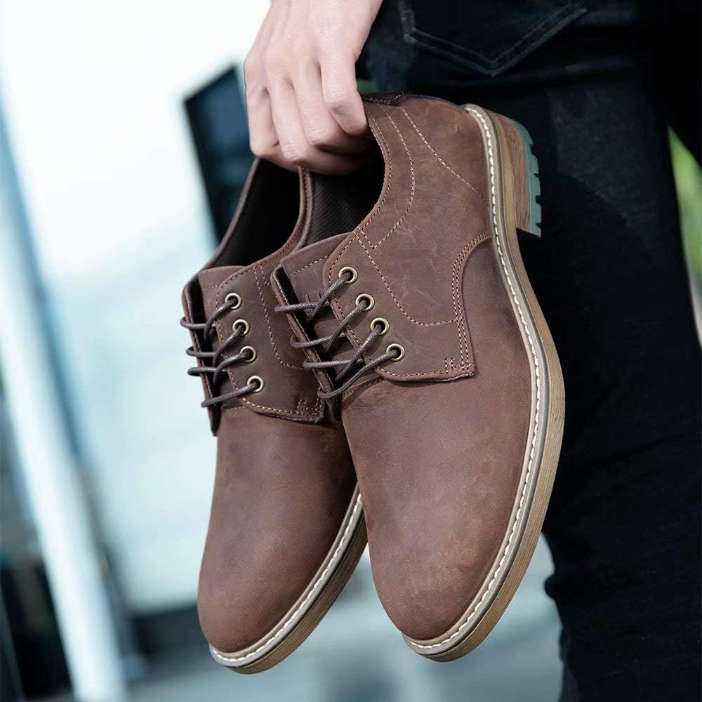 Men's Oxford, Plain Toe Genuine Leather Dress Shoes