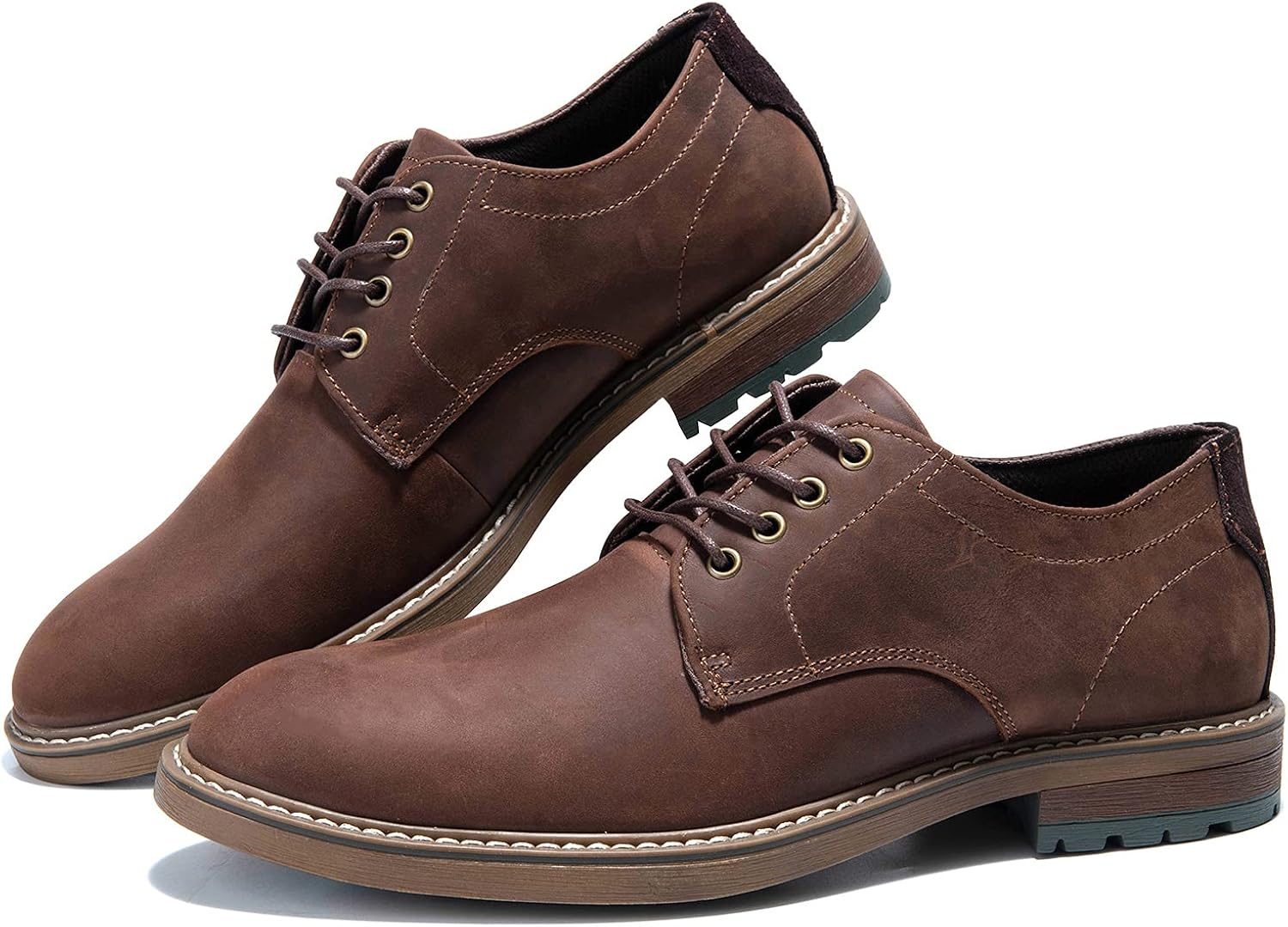 Men's Oxford, Plain Toe Genuine Leather Dress Shoes