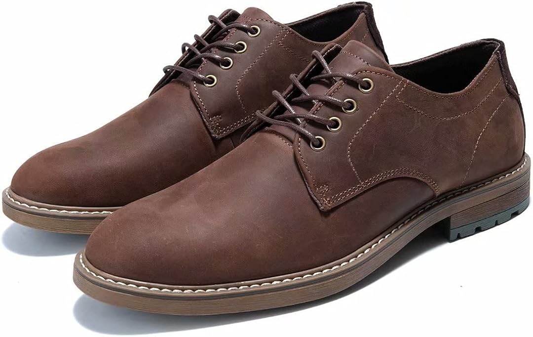 Men's Oxford, Plain Toe Genuine Leather Dress Shoes