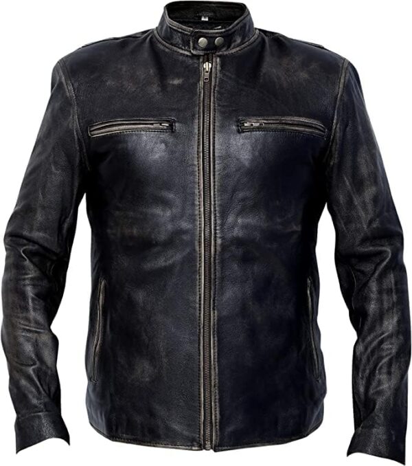 Men Distressed Real Leather Jacket Men Motorcycle Leather Jacket BLACK&BROWN Real Leather Jacket For men\u2019s