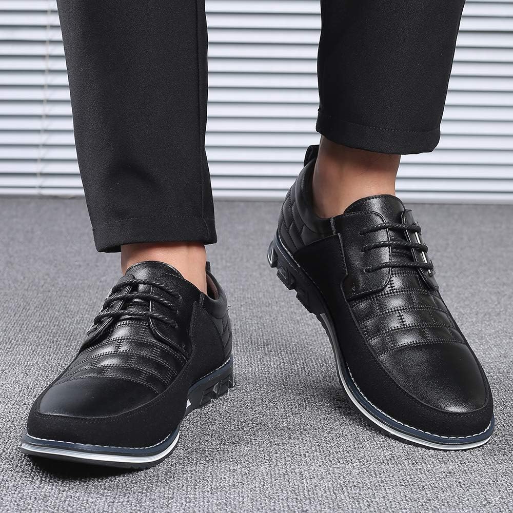 Mens Dress Shoes Casual Business Oxford Derby Orthopedic Leather Shoes Simple Lace-up Walk Loafers Flats Shoes for Men