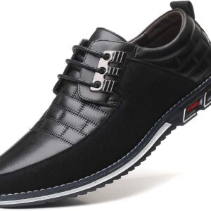 Mens Dress Shoes Casual Business Oxford Derby Orthopedic Leather Shoes Simple Lace-up Walk Loafers Flats Shoes for Men