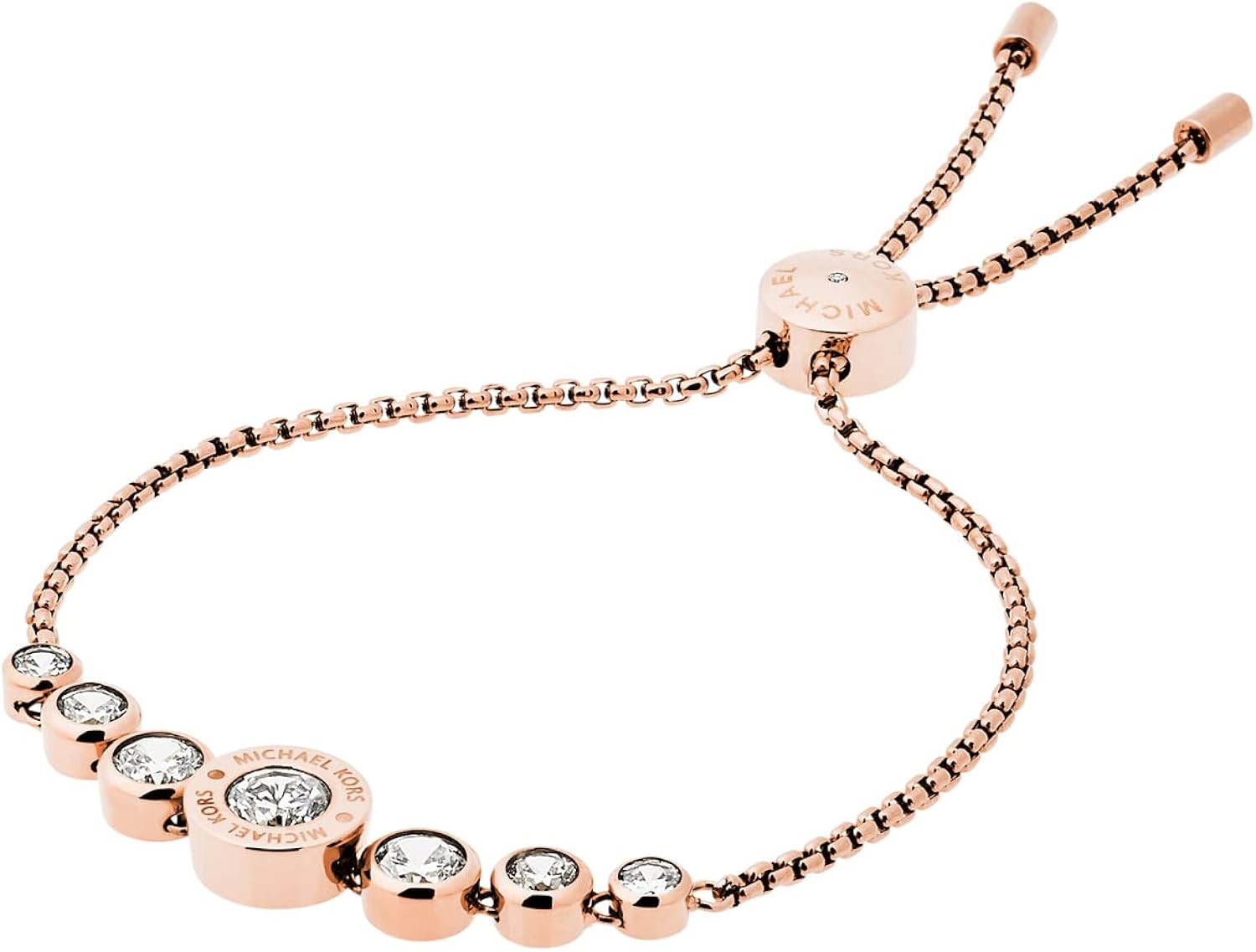 Michael Kors Women's Stainless Steel Rose Gold-Tone Slider Bracelet with Crystal Accents