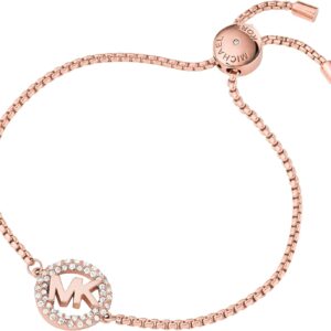 Michael Kors Women's Stainless Steel Rose Gold-Tone Slider Bracelet with Crystal Accents