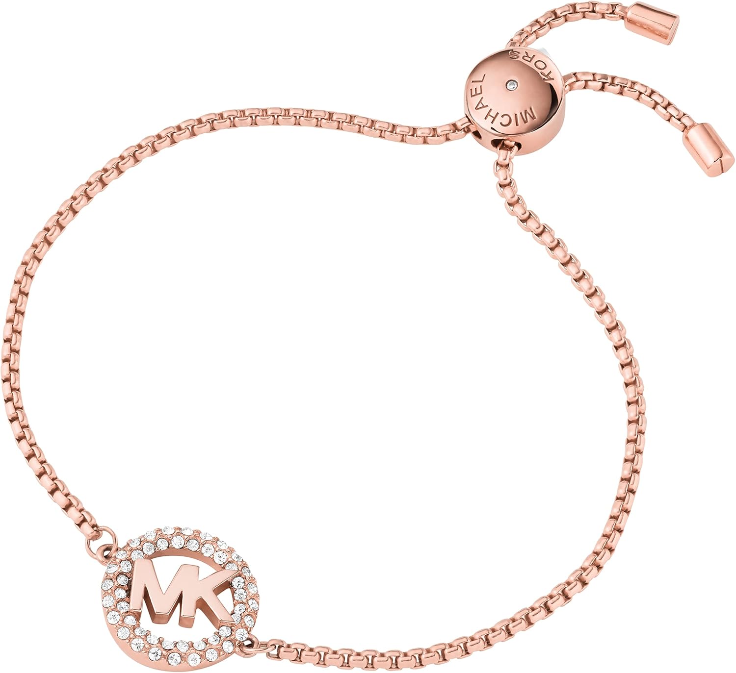 Michael Kors Women's Stainless Steel Rose Gold-Tone Slider Bracelet with Crystal Accents
