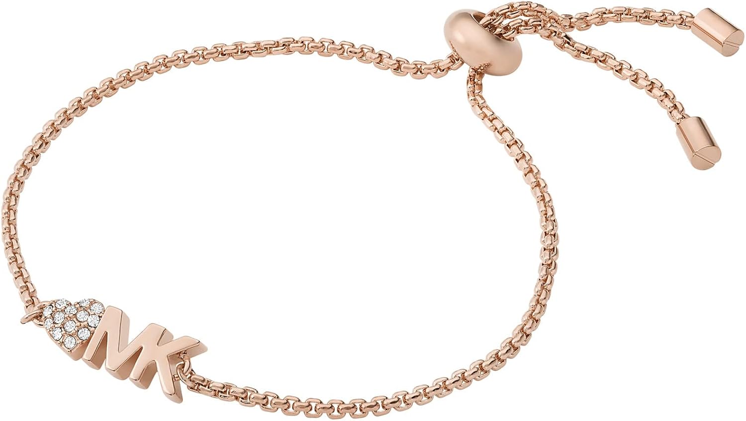 Michael Kors Women's Stainless Steel Rose Gold-Tone Slider Bracelet with Crystal Accents