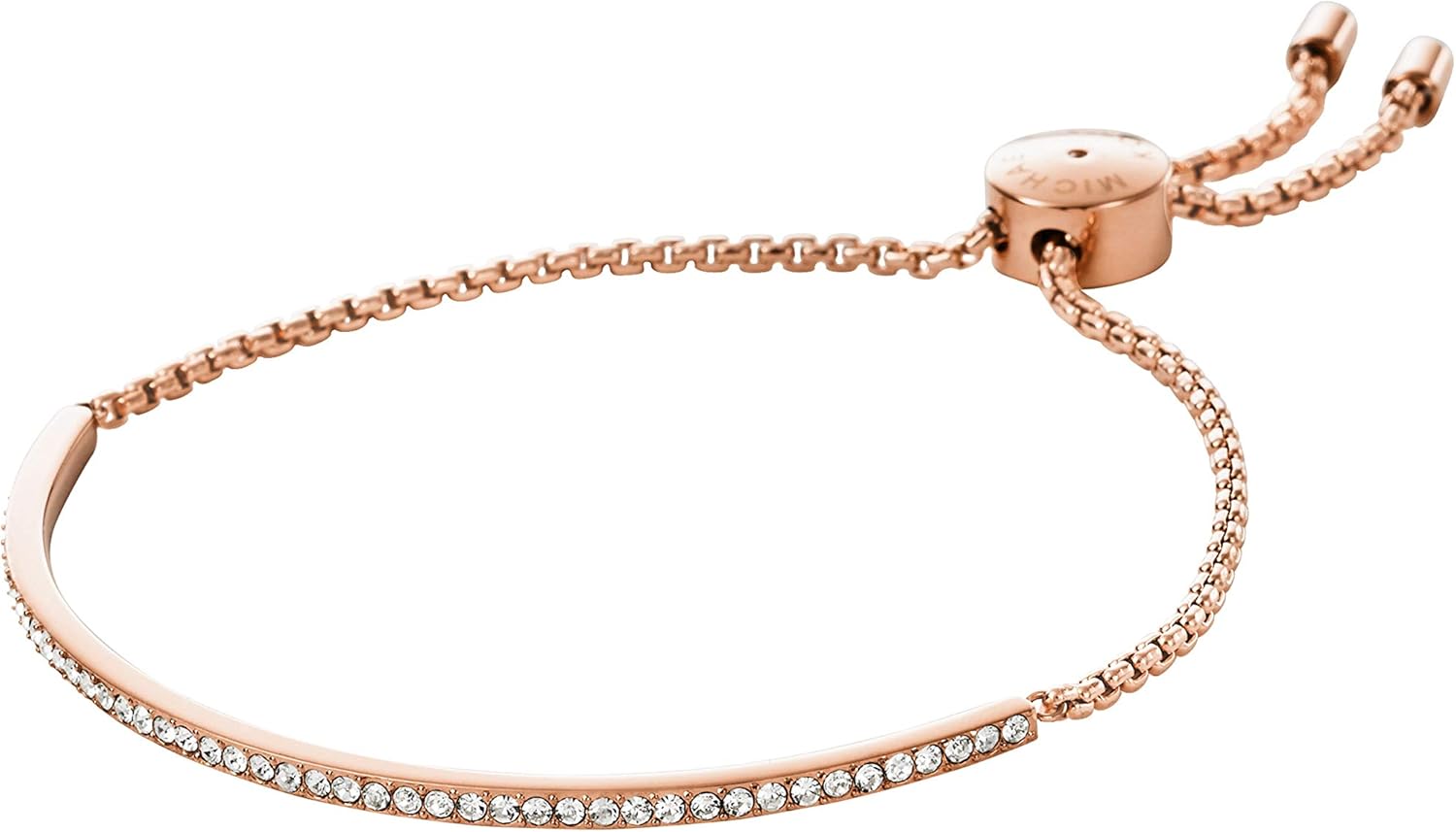 Michael Kors Women's Stainless Steel Rose Gold-Tone Slider Bracelet with Crystal Accents