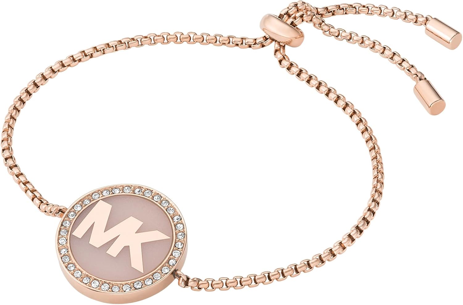 Michael Kors Women's Stainless Steel Rose Gold-Tone Slider Bracelet with Crystal Accents