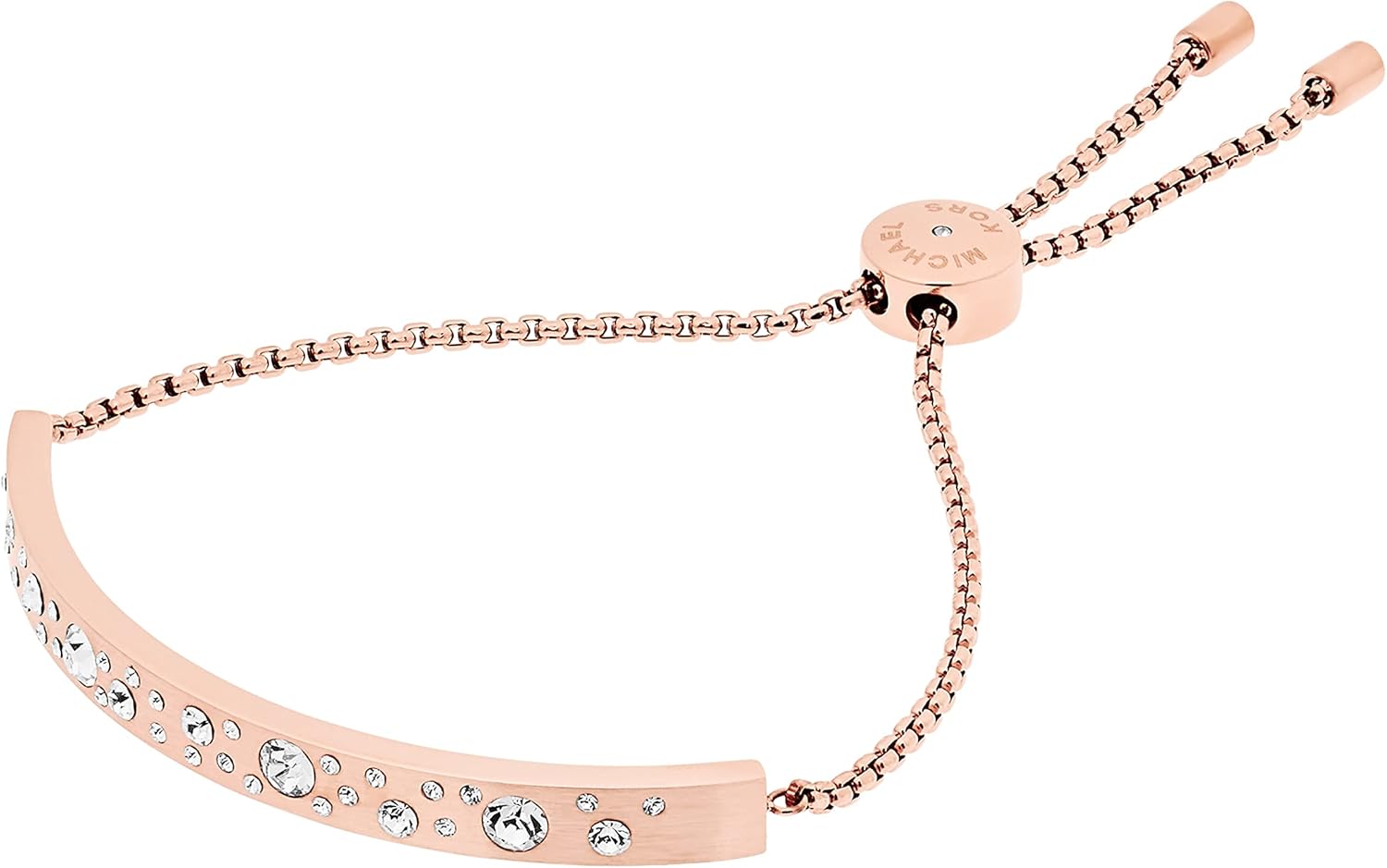 Michael Kors Women's Stainless Steel Rose Gold-Tone Slider Bracelet with Crystal Accents