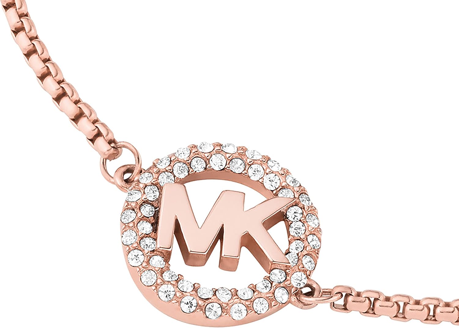 Michael Kors Women's Stainless Steel Rose Gold-Tone Slider Bracelet with Crystal Accents