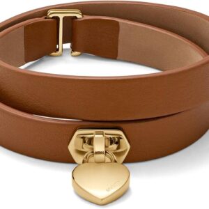 MVMT Double Leather Heartlock Bracelet for Women, Tan