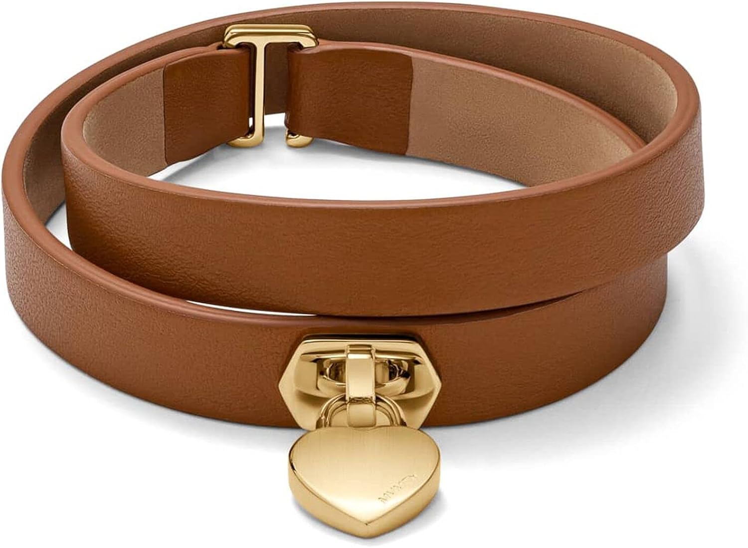MVMT Double Leather Heartlock Bracelet for Women, Tan