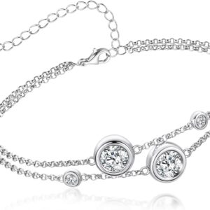 PANCEAN Moissanite Bracelet for Women 925 Sterling Silver 18K Gold Plated Dainty Link Bracelet Valentine's day Birthday Jewellery Gift for Women Girls Her