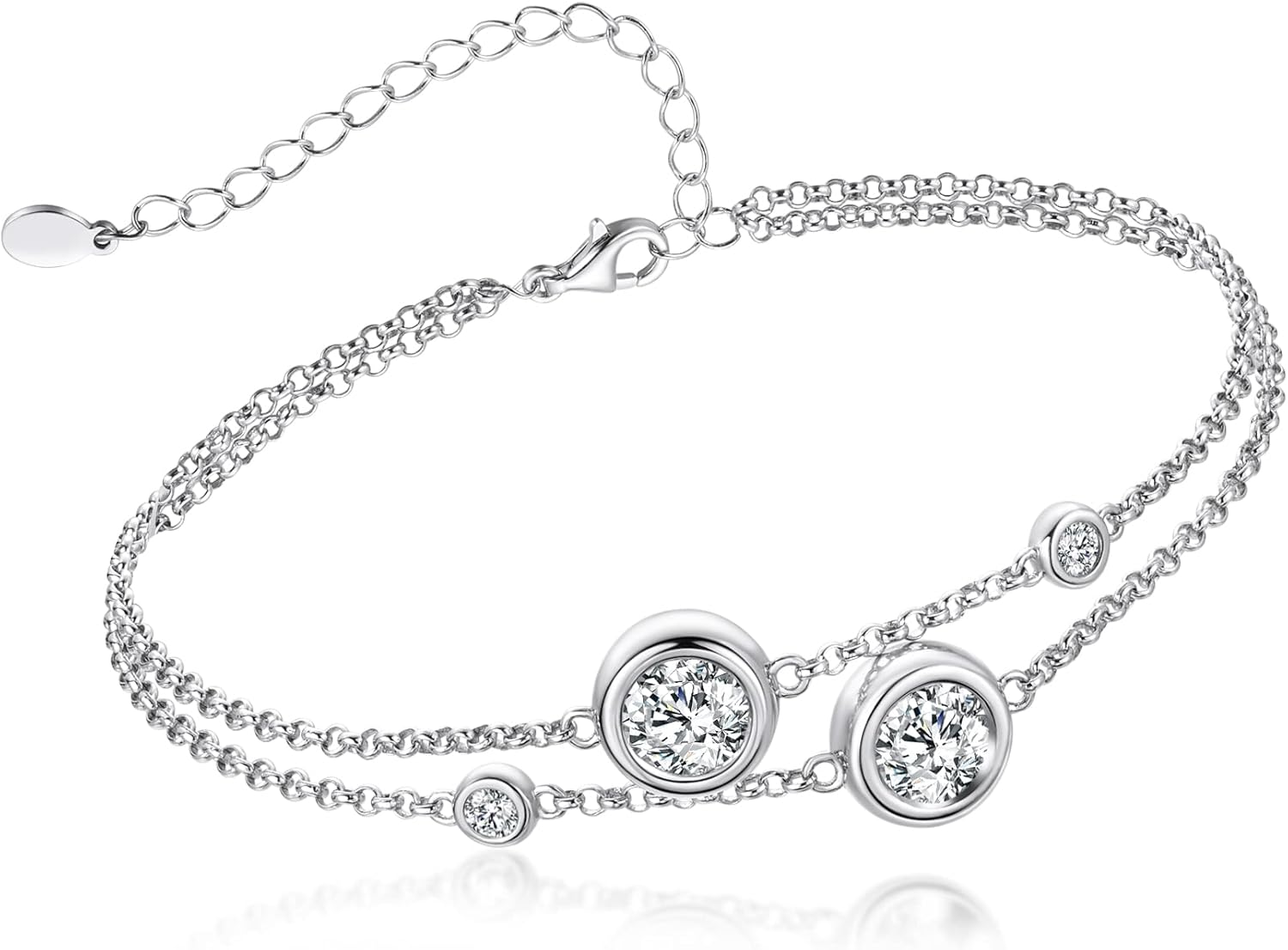 PANCEAN Moissanite Bracelet for Women 925 Sterling Silver 18K Gold Plated Dainty Link Bracelet Valentine's day Birthday Jewellery Gift for Women Girls Her