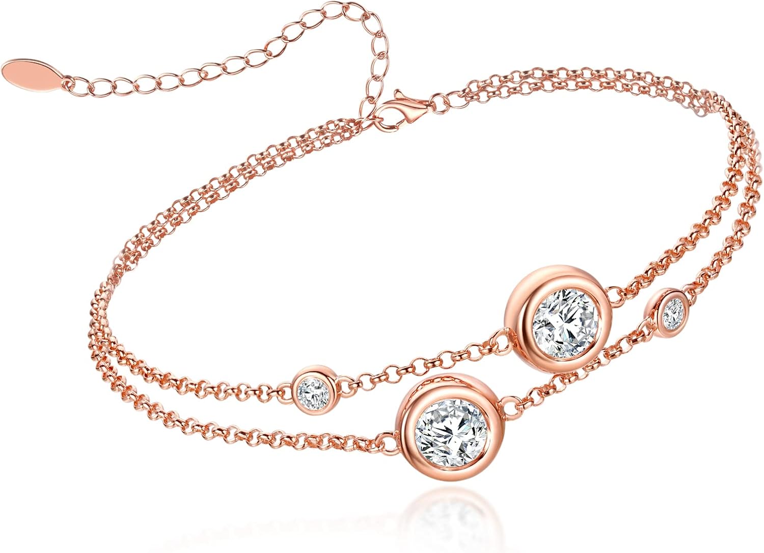 PANCEAN Moissanite Bracelet for Women 925 Sterling Silver 18K Gold Plated Dainty Link Bracelet Valentine's day Birthday Jewellery Gift for Women Girls Her