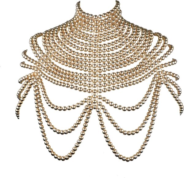 Pearl Body Chain Jewelry for Women - Fashion Handmade Pearl Body Chain Shoulder Necklace Bra