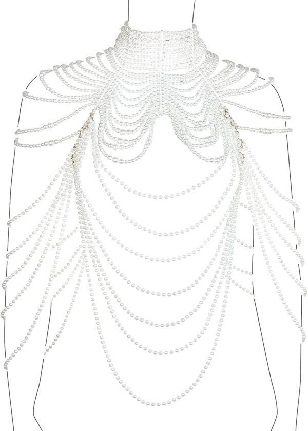 Pearl Body Chain Jewelry for Women - Fashion Handmade Pearl Body Chain Shoulder Necklace Bra