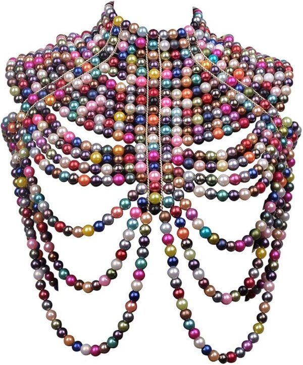 Pearl Body Chain Jewelry for Women - Fashion Handmade Pearl Body Chain Shoulder Necklace Bra