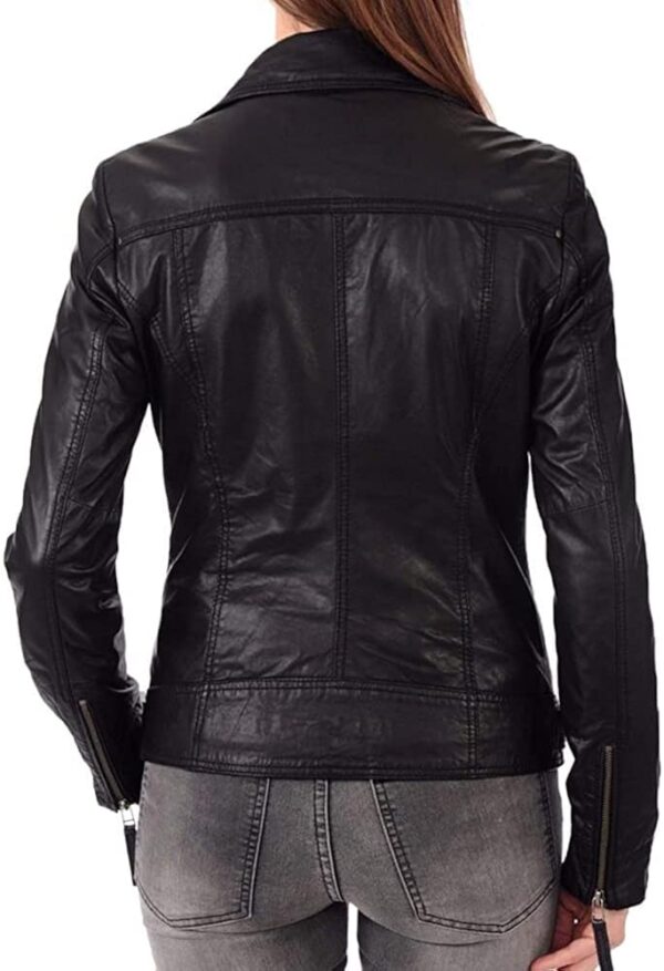 Q QAWACH Women Leather Jacket - Lambskin Winter Vintage Motorcycle Biker Jacket, Moto Riding & Racing Jackets