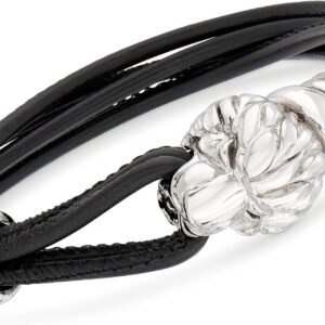 Ross-Simons Italian Sterling Silver Lion Bracelet With Black Leather