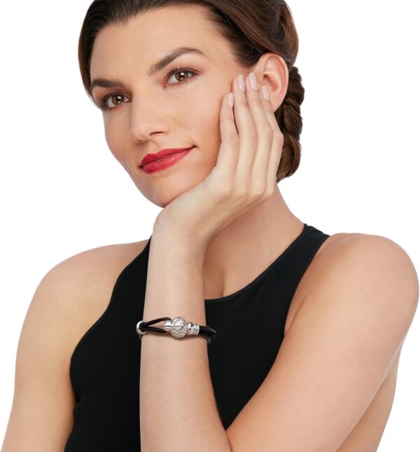 Ross-Simons Italian Sterling Silver Lion Bracelet With Black Leather