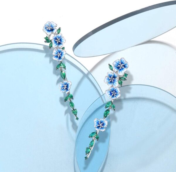 Santuzza Sterling Silver Green Spinel Enamel Peony Flower Earrings for Women