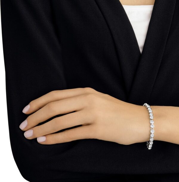 Swarovski Tennis Bracelet and Earring Jewelry Collection, Rhodium Finish, Clear Crystals