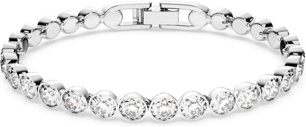 Swarovski Tennis Bracelet and Earring Jewelry Collection, Rhodium Finish, Clear Crystals