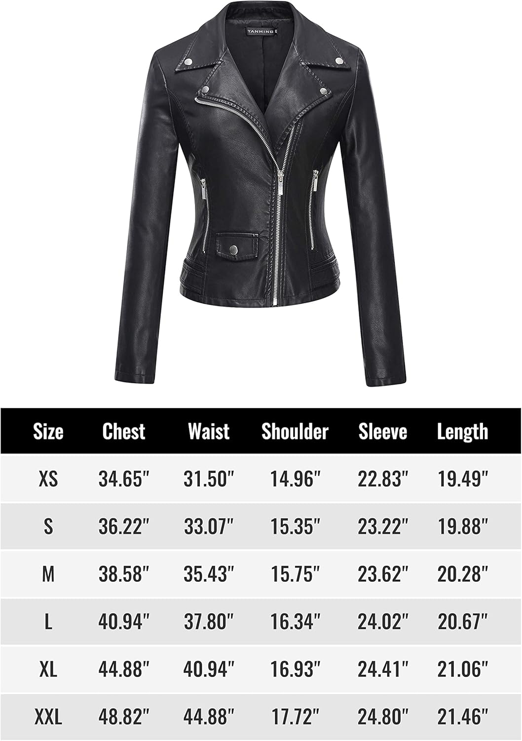 Tanming Women's Faux Leather Moto Biker Short Coat Jacket