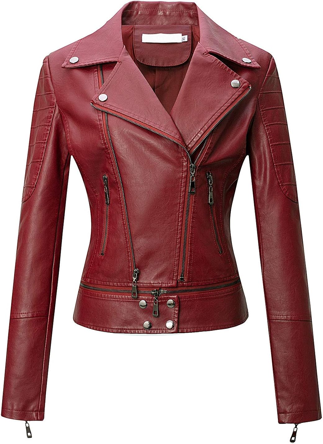 Tanming Women's Faux Leather Moto Biker Short Coat Jacket