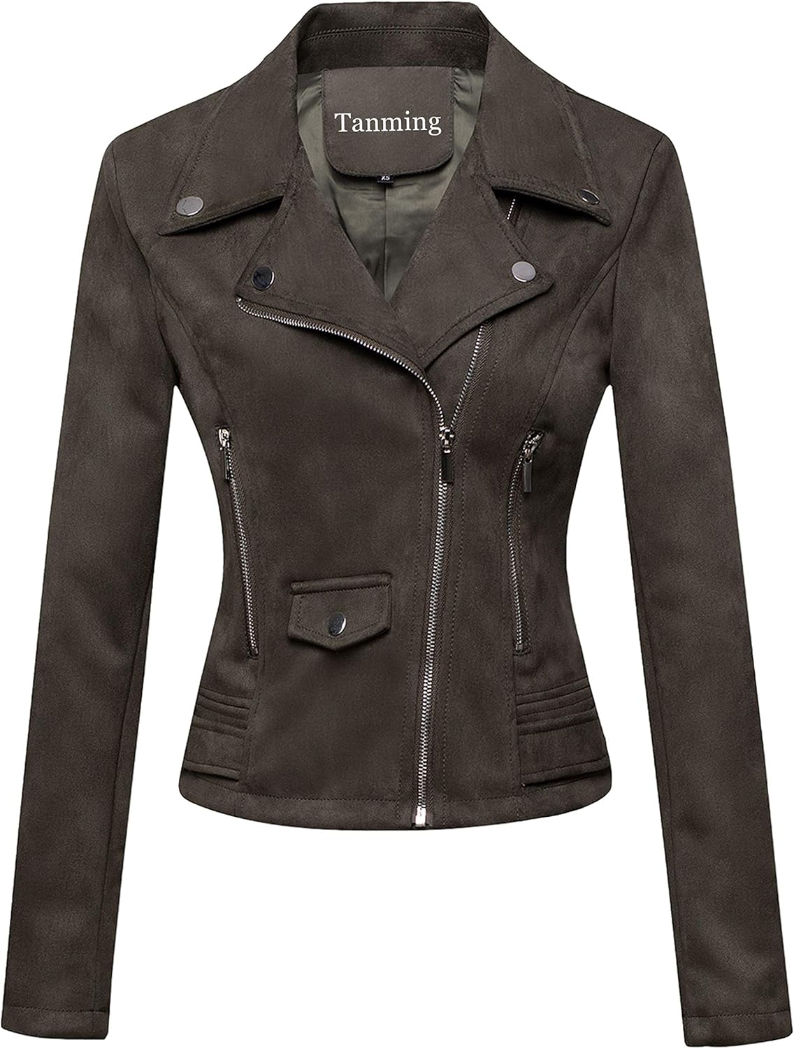 Tanming Women's Faux Leather Moto Biker Short Coat Jacket