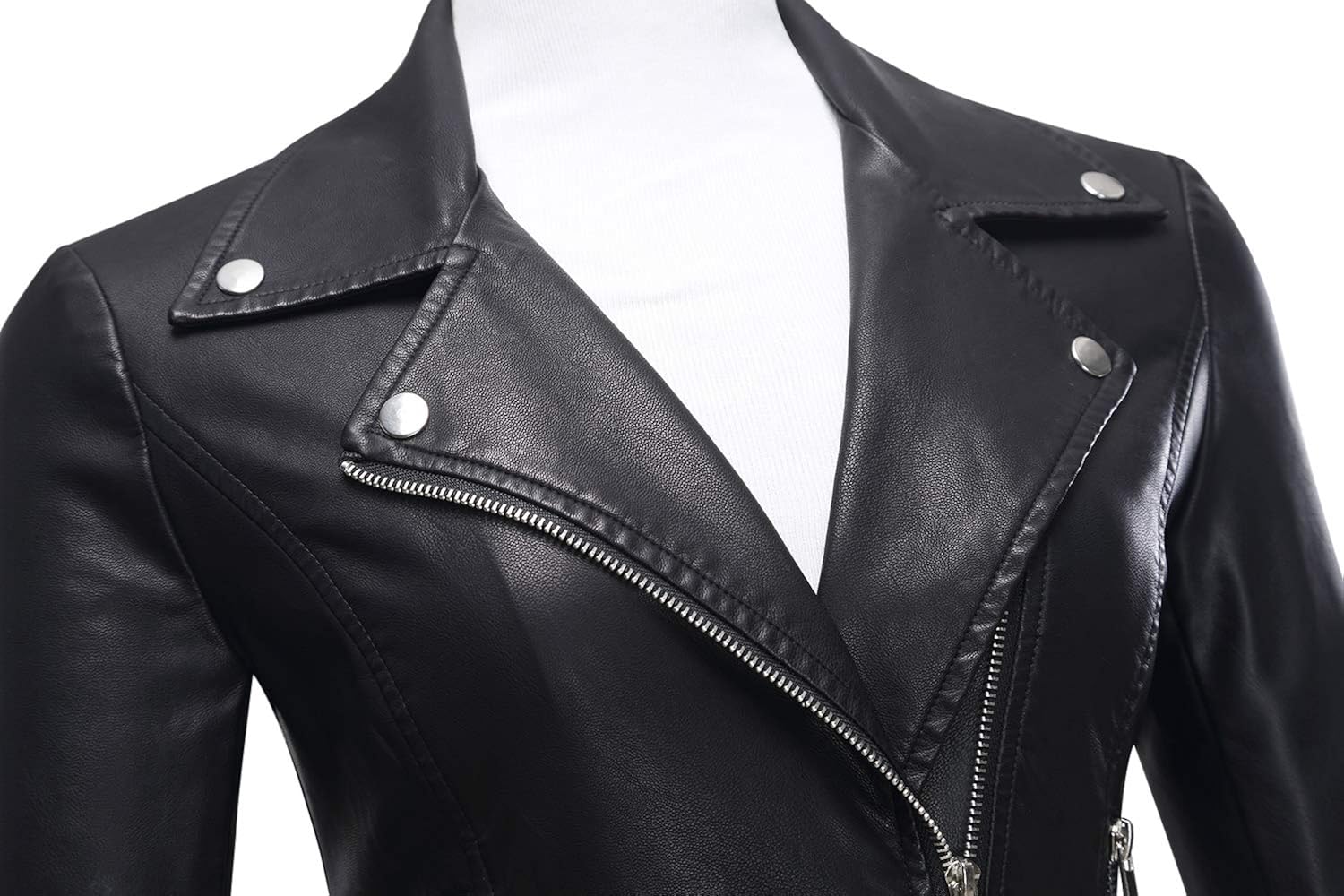 Tanming Women's Faux Leather Moto Biker Short Coat Jacket