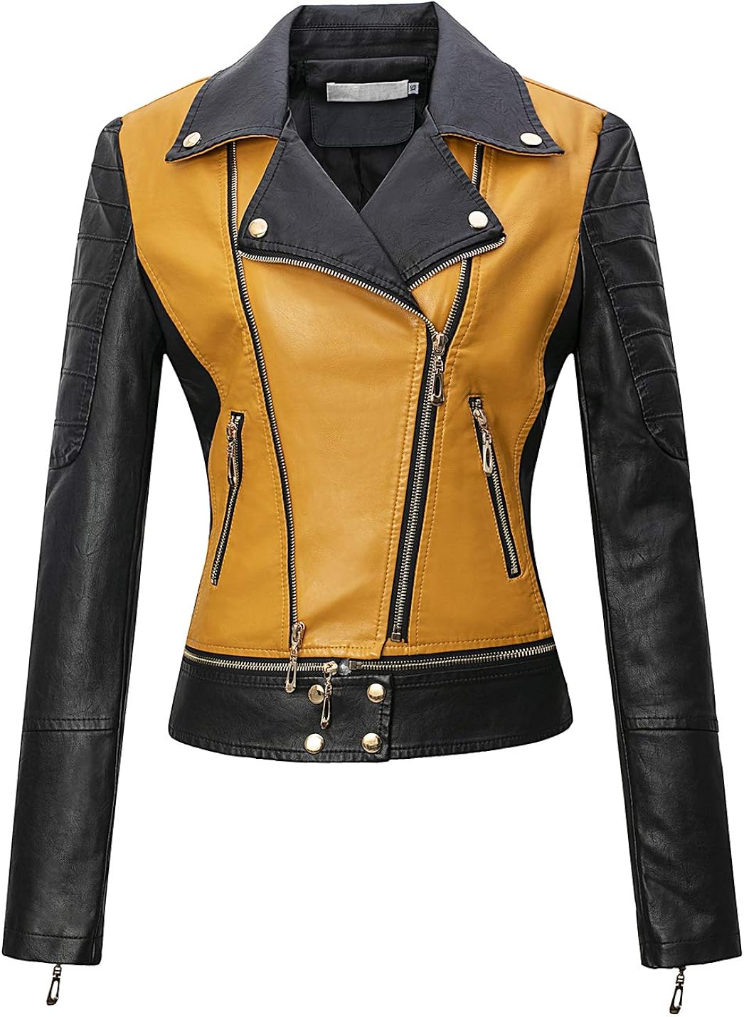 Tanming Women's Faux Leather Moto Biker Short Coat Jacket