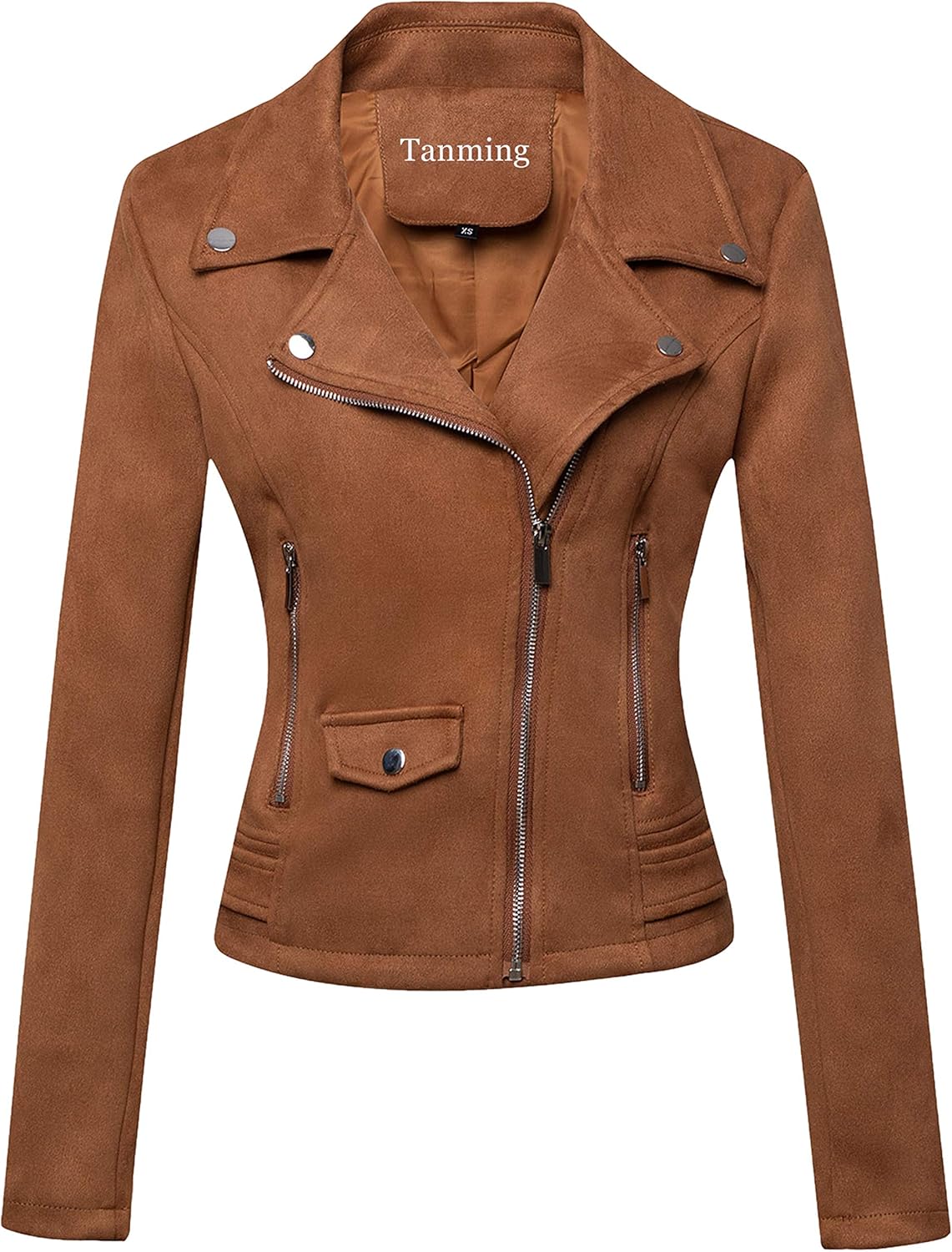 Tanming Women's Faux Leather Moto Biker Short Coat Jacket