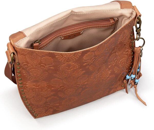 The Sak womens Silverlake Crossbody Bag in Leather Casual Purse with Adjustable Strap Zipper Pockets, Tobacco Floral Embossed Ii, One Size US