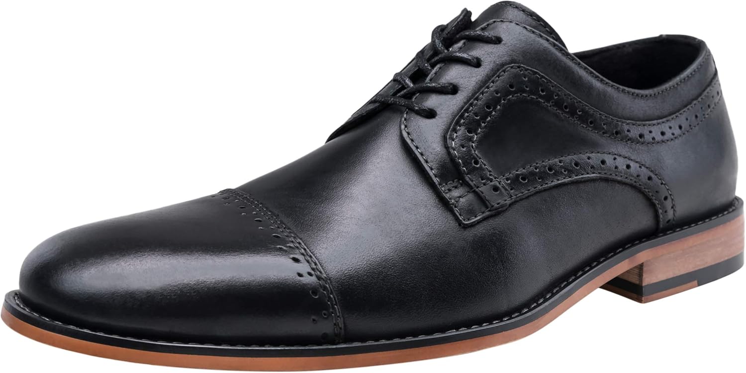 Vostey Men's Dress Shoes Leather Casual Dress Shoes for Men Leather Business Oxford Shoes for Men