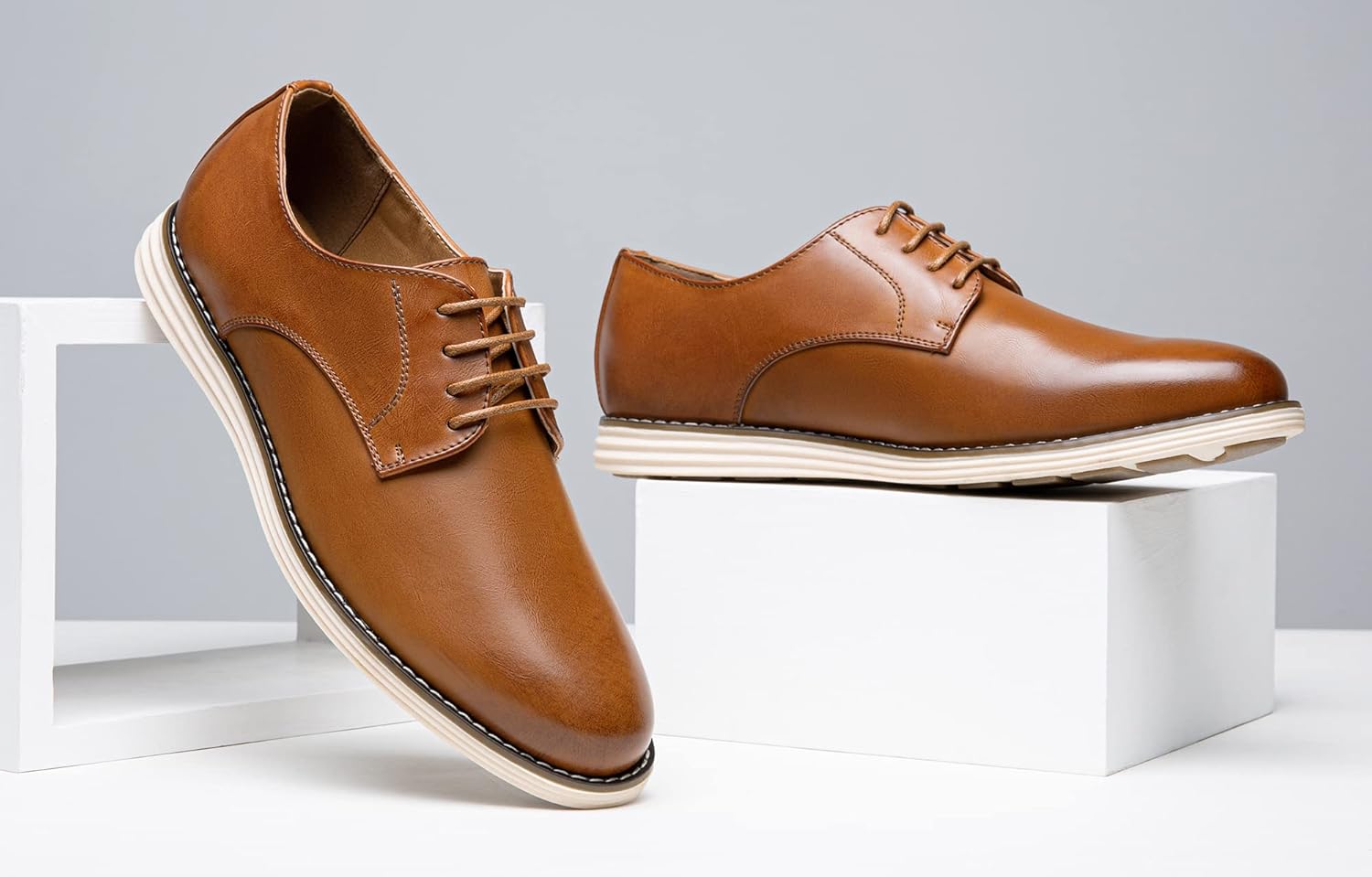 VOSTEY Men's Fashion Sneakers Breathable Casual Shoes Business Causal Flat