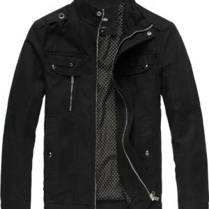 Wantdo Men's Cotton Lightweight Jacket Military Jacket Casual Field Coat Windbreaker