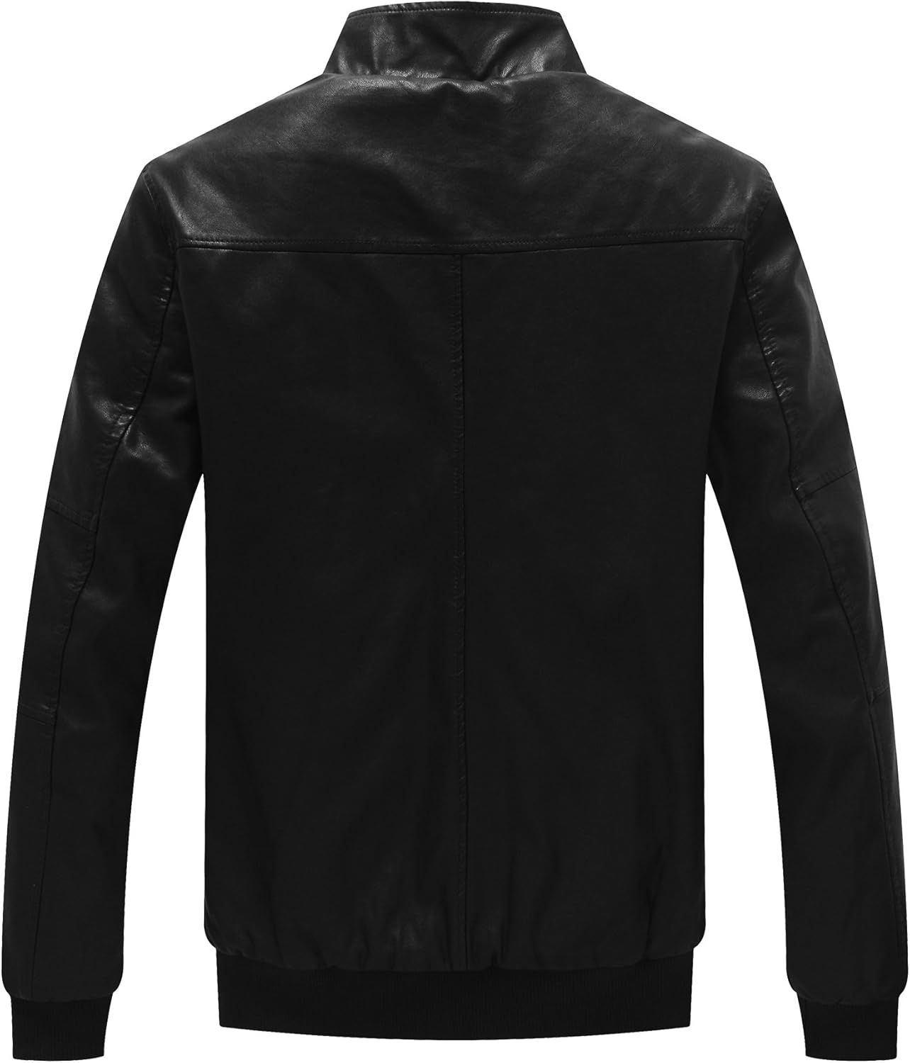 WenVen Men's Stand Collar Fleece Lined Bomber Faux Leather Jacket