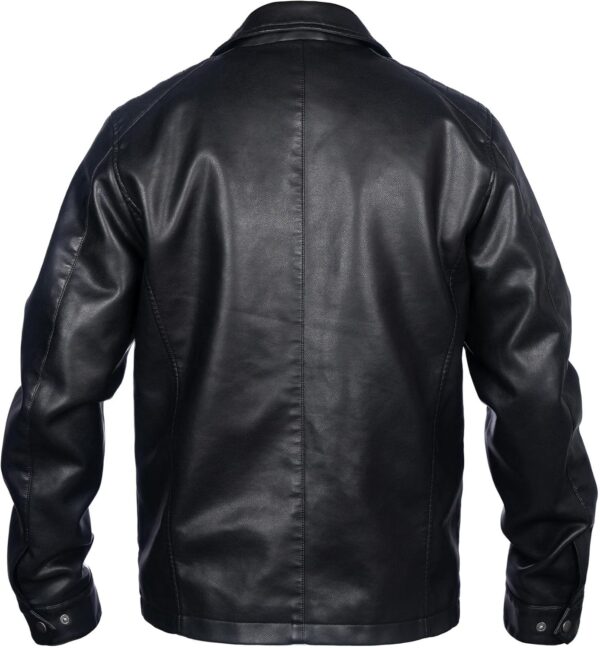 whattry Mens Faux Leather Jacket, Padded Windbreaker, Motorcycle Biker Bomber Coat with Hood