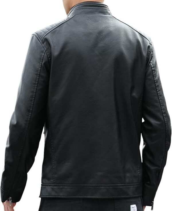 Womleys Mens Casual Stand Collar Faux Leather Jacket Biker Motorcycle Jackets